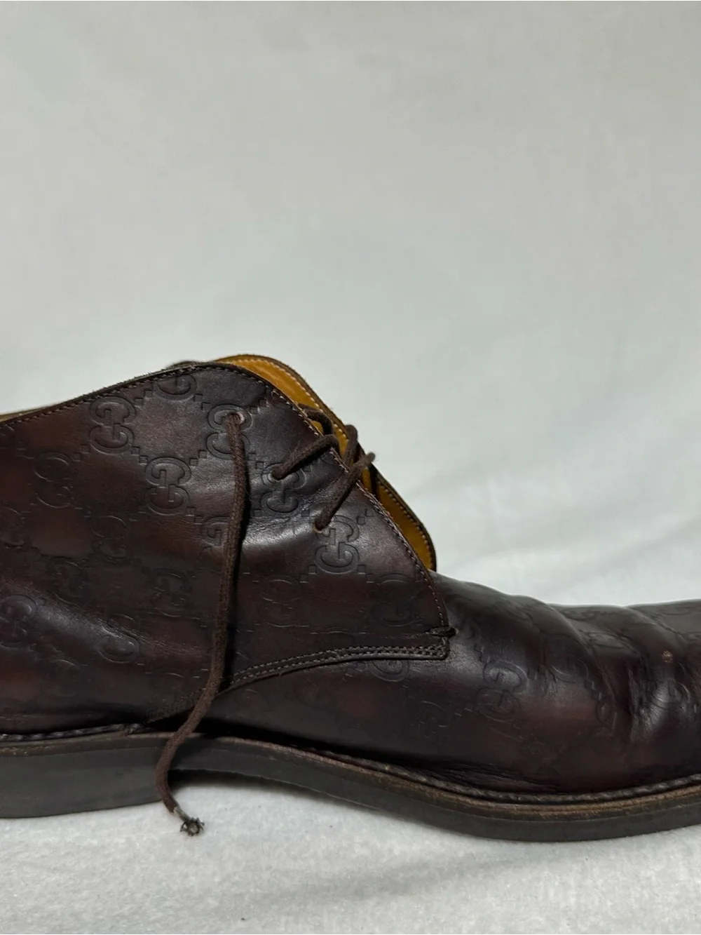 Gucci Men's 12D Brown Leather Desert Boots